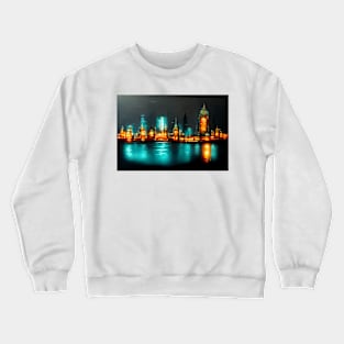 Neon London City Skyline With Buildings In Neonlight / England Crewneck Sweatshirt